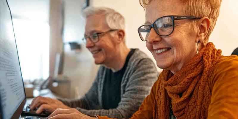 Care manager working with senior client